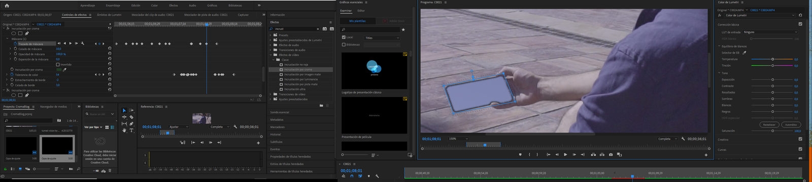 máscara de recorte de croma con adobe premiere